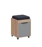 AERO 51 kontejner pojízdný s černým polštářkem, 1-zásuvkový, zámek, chinchilla šedá/dub bardolino