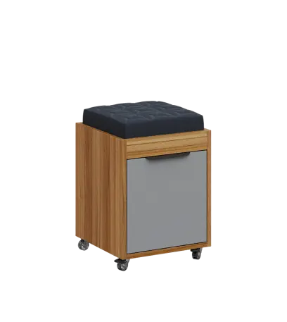 AERO 51 kontejner pojízdný s černým polštářkem, 1-zásuvkový, zámek, chinchilla šedá/ořech světlý