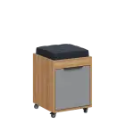 AERO 51 kontejner pojízdný s černým polštářkem, 1-zásuvkový, zámek, chinchilla šedá/coco bolo