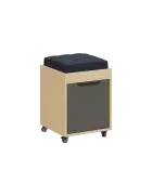 AERO 51 kontejner pojízdný s černým polštářkem, 1-zásuvkový, zámek, lávově šedá/bříza irská