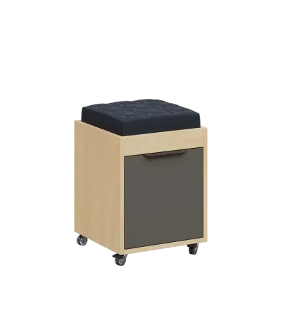 AERO 51 kontejner pojízdný s černým polštářkem, 1-zásuvkový, zámek, lávově šedá/bříza irská