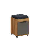 AERO 51 kontejner pojízdný s černým polštářkem, 1-zásuvkový, zámek, lávově šedá/ořech světlý