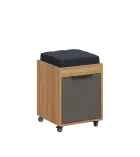AERO 51 kontejner pojízdný s černým polštářkem, 1-zásuvkový, zámek, lávově šedá/coco bolo