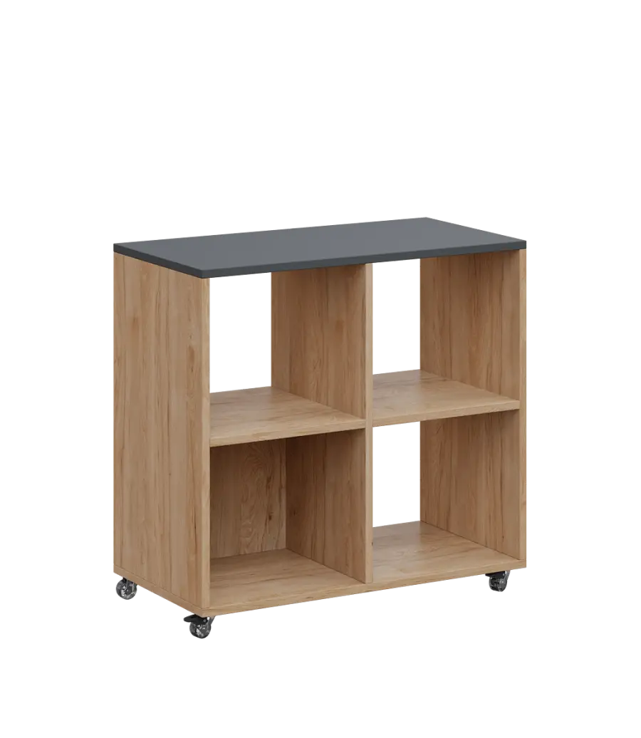 AERO 22 kancelářská skříň, 4 niky, 750x800x400, kolečka, antracit/dub hickory