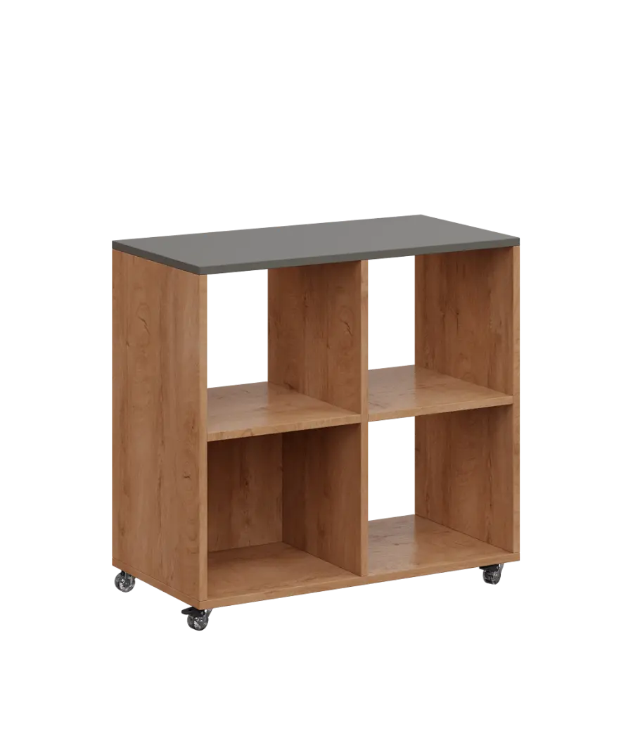 AERO 22 kancelářská skříň, 4 niky, 750x800x400, kolečka, lávově šedá/dub klasik