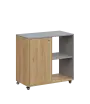 AERO 23 P kancelářská skříň, 1-dveřová/2 niky, pravá, 750x800x400, kolečka, chinchilla šedá/dub fjord