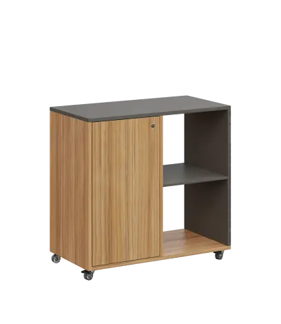 AERO 23 P kancelářská skříň, 1-dveřová/2 niky, pravá, 750x800x400, kolečka, lávově šedá/coco bolo