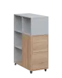 AERO 32 P kancelářská skříň, 2-dveřová/4 niky, pravá, 1100x400x800, kolečka, šedá/dub bardolino