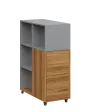 AERO 32 P kancelářská skříň, 2-dveřová/4 niky, pravá, 1100x400x800, kolečka, šedá/ořech světlý