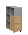 AERO 32 P kancelářská skříň, 2-dveřová/4 niky, pravá, 1100x400x800, kolečka, chinchilla šedá/dub fjord