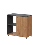 AERO 23 L kancelářská skříň, 1-dveřová/2 niky, levá, 750x800x400, kolečka, antracit/dub klasik