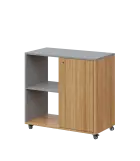 AERO 23 L kancelářská skříň, 1-dveřová/2 niky, levá, 750x800x400, kolečka, chinchilla šedá/coco bolo