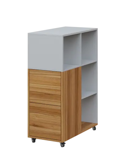 AERO 32 L kancelářská skříň, 2-dveřová/4 niky, levá, 1100x400x800, kolečka, šedá/ořech světlý AERO 32 L kancelářská skříň, 2-dveřová/4 niky, levá, 1100x400x800, kolečka, šedá/ořech světlý