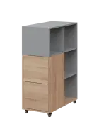 AERO 32 L kancelářská skříň, 2-dveřová/4 niky, levá, 1100x400x800, kolečka, chinchilla šedá/dub bard