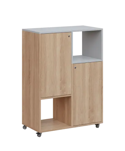 AERO 34 P kancelářská skříň, 2-dveřová/4 niky, pravá, 1100x800x400, kolečka, šedá/dub bardolino AERO 34 P kancelářská skříň, 2-dveřová/4 niky, pravá, 1100x800x400, kolečka, šedá/dub bardolino