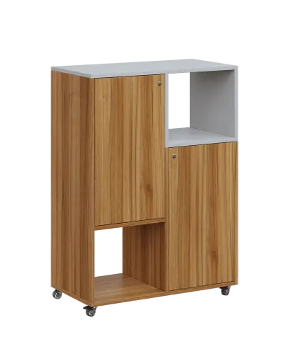 AERO 34 P kancelářská skříň, 2-dveřová/4 niky, pravá, 1100x800x400, kolečka, šedá/ořech světlý AERO 34 P kancelářská skříň, 2-dveřová/4 niky, pravá, 1100x800x400, kolečka, šedá/ořech světlý