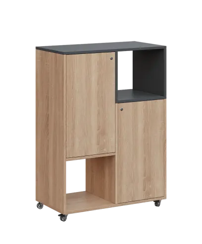 AERO 34 P kancelářská skříň, 2-dveřová/4 niky, pravá, 1100x800x400, kolečka, antracit/dub bardolino AERO 34 P kancelářská skříň, 2-dveřová/4 niky, pravá, 1100x800x400, kolečka, antracit/dub bardolino