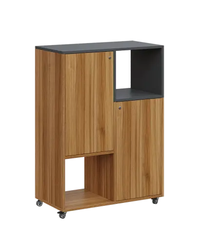 AERO 34 P kancelářská skříň, 2-dveřová/4 niky, pravá, 1100x800x400, kolečka, antracit/ořech světlý AERO 34 P kancelářská skříň, 2-dveřová/4 niky, pravá, 1100x800x400, kolečka, antracit/ořech světlý