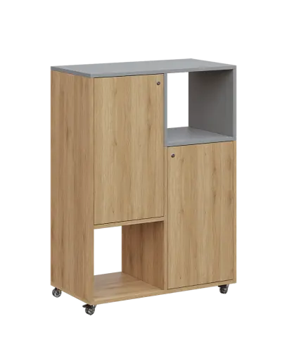 AERO 34 P kancelářská skříň, 2-dveřová/4 niky, pravá, 1100x800x400, kolečka, chinchilla šedá/dub fjo AERO 34 P kancelářská skříň, 2-dveřová/4 niky, pravá, 1100x800x400, kolečka, chinchilla šedá/dub fjord