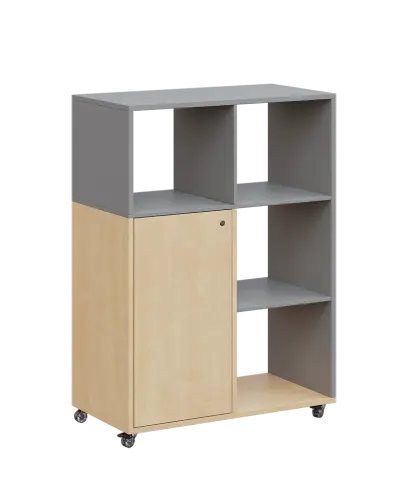 AERO 33 P kancelářská skříň, 1-dveřová/4 niky, pravá, 1100x800x400, kolečka, chinchilla šedá/bříza i AERO 33 P kancelářská skříň, 1-dveřová/4 niky, pravá, 1100x800x400, kolečka, chinchilla šedá/bříza irská