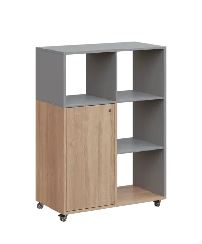 AERO 33 P kancelářská skříň, 1-dveřová/4 niky, pravá, 1100x800x400, kolečka, chinchilla šedá/dub bar AERO 33 P kancelářská skříň, 1-dveřová/4 niky, pravá, 1100x800x400, kolečka, chinchilla šedá/dub bardolino