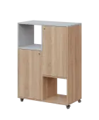 AERO 34 L kancelářská skříň, 2-dveřová/4 niky, levá, 1100x800x400, kolečka, šedá/dub bardolino