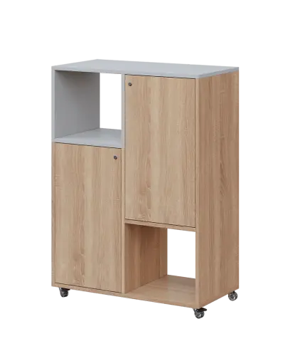 AERO 34 L kancelářská skříň, 2-dveřová/4 niky, levá, 1100x800x400, kolečka, šedá/dub bardolino AERO 34 L kancelářská skříň, 2-dveřová/4 niky, levá, 1100x800x400, kolečka, šedá/dub bardolino