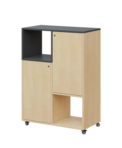 AERO 34 L kancelářská skříň, 2-dveřová/4 niky, levá, 1100x800x400, kolečka, antracit/bříza irská AERO 34 L kancelářská skříň, 2-dveřová/4 niky, levá, 1100x800x400, kolečka, antracit/bříza irská