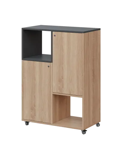 AERO 34 L kancelářská skříň, 2-dveřová/4 niky, levá, 1100x800x400, kolečka, antracit/dub bardolino AERO 34 L kancelářská skříň, 2-dveřová/4 niky, levá, 1100x800x400, kolečka, antracit/dub bardolino