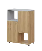 AERO 34 L kancelářská skříň, 2-dveřová/4 niky, levá, 1100x800x400, kolečka, šedá/dub fjord