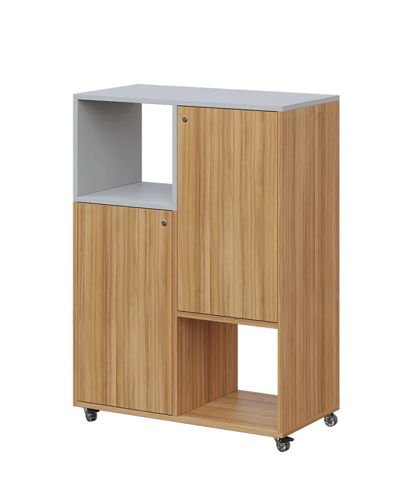 AERO 34 L kancelářská skříň, 2-dveřová/4 niky, levá, 1100x800x400, kolečka, šedá/coco bolo