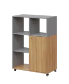 AERO 33 L kancelářská skříň, 1-dveřová/4 niky, levá, 1100x800x400, kolečka, chinchilla šedá/coco bol