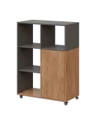 AERO 33 L kancelářská skříň, 1-dveřová/4 niky, levá, 1100x800x400, kolečka, lávově šedá/dub klasik