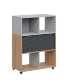 AERO 35 kancelářská skříň, roletková/4 niky, 1100x800x400, kolečka, šedá/dub bardolino