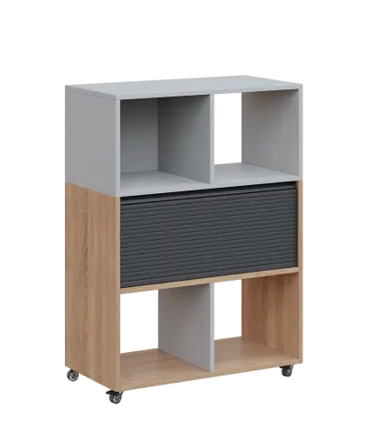 AERO 35 kancelářská skříň, roletková/4 niky, 1100x800x400, kolečka, šedá/dub bardolino AERO 35 kancelářská skříň, roletková/4 niky, 1100x800x400, kolečka, šedá/dub bardolino