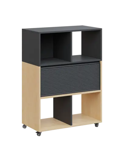 AERO 35 kancelářská skříň, roletková/4 niky, 1100x800x400, kolečka, antracit/bříza irská AERO 35 kancelářská skříň, roletková/4 niky, 1100x800x400, kolečka, antracit/bříza irská