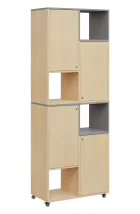 AERO 42 P kancelářská skříň, 4-dveřová/4 niky, pravá, 2150x800x400, kolečka, chinchilla šedá/bříza i