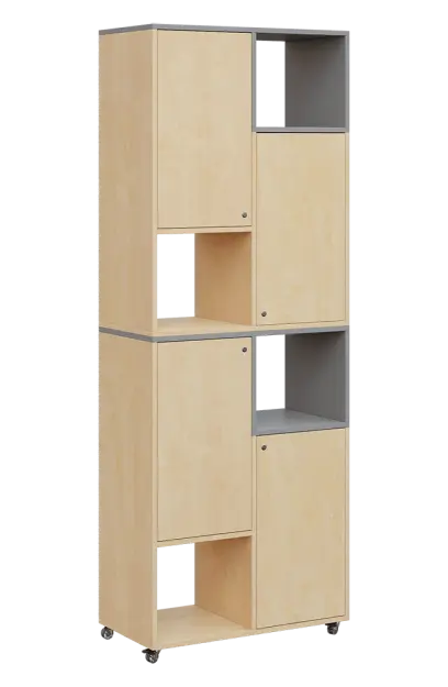 AERO 42 P kancelářská skříň, 4-dveřová/4 niky, pravá, 2150x800x400, kolečka, chinchilla šedá/bříza i AERO 42 P kancelářská skříň, 4-dveřová/4 niky, pravá, 2150x800x400, kolečka, chinchilla šedá/bříza irská