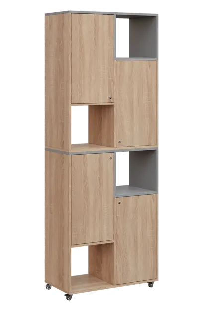 AERO 42 P kancelářská skříň, 4-dveřová/4 niky, pravá, 2150x800x400, kolečka, chinchilla šedá/dub bar AERO 42 P kancelářská skříň, 4-dveřová/4 niky, pravá, 2150x800x400, kolečka, chinchilla šedá/dub bardolino