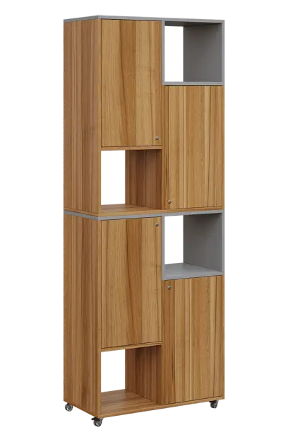 AERO 42 P kancelářská skříň, 4-dveřová/4 niky, pravá, 2150x800x400, kolečka, chinchilla šedá/ořech s AERO 42 P kancelářská skříň, 4-dveřová/4 niky, pravá, 2150x800x400, kolečka, chinchilla šedá/ořech světlý