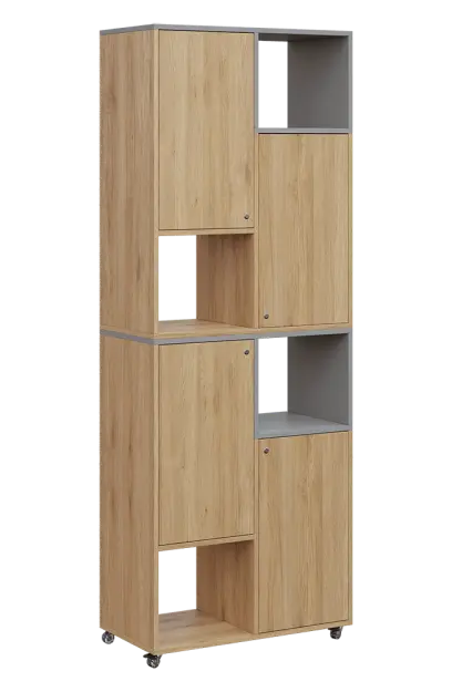 AERO 42 P kancelářská skříň, 4-dveřová/4 niky, pravá, 2150x800x400, kolečka, chinchilla šedá/dub fjo AERO 42 P kancelářská skříň, 4-dveřová/4 niky, pravá, 2150x800x400, kolečka, chinchilla šedá/dub fjord