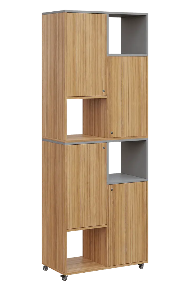 AERO 42 P kancelářská skříň, 4-dveřová/4 niky, pravá, 2150x800x400, kolečka, chinchilla šedá/coco bolo