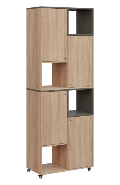 AERO 42 P kancelářská skříň, 4-dveřová/4 niky, pravá, 2150x800x400, kolečka, lávově šedá/dub bardoli AERO 42 P kancelářská skříň, 4-dveřová/4 niky, pravá, 2150x800x400, kolečka, lávově šedá/dub bardolino