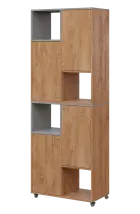 AERO 42 L kancelářská skříň, 4-dveřová/4 niky, levá, 2150x800x400, kolečka, chinchilla šedá/dub klas