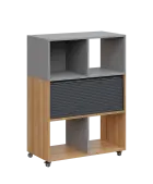 AERO 35 kancelářská skříň, roletková/4 niky, 1100x800x400, kolečka, chinchilla šedá/coco bolo