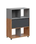 AERO 35 kancelářská skříň, roletková/4 niky, 1100x800x400, kolečka, chinchilla šedá/dub klasik