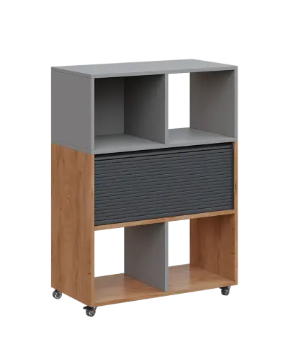 AERO 35 kancelářská skříň, roletková/4 niky, 1100x800x400, kolečka, chinchilla šedá/dub klasik AERO 35 kancelářská skříň, roletková/4 niky, 1100x800x400, kolečka, chinchilla šedá/dub klasik