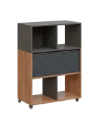 AERO 35 kancelářská skříň, roletková/4 niky, 1100x800x400, kolečka, lávově šedá/dub klasik