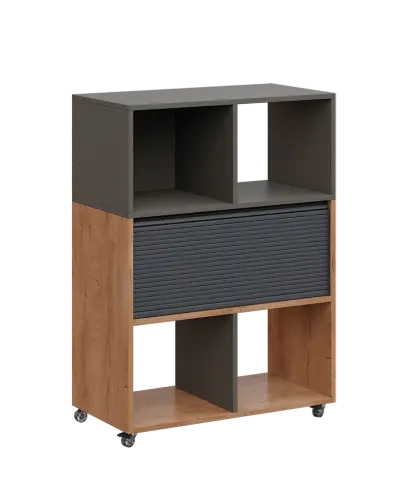 AERO 35 kancelářská skříň, roletková/4 niky, 1100x800x400, kolečka, lávově šedá/dub klasik AERO 35 kancelářská skříň, roletková/4 niky, 1100x800x400, kolečka, lávově šedá/dub klasik