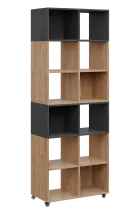 AERO 41 kancelářská skříň, otevřená, 2150x800x400, kolečka, platinově antracit/dub hickory